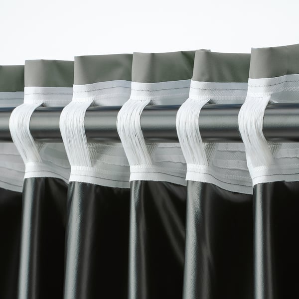BENGTA Block-out curtain, 1 length, light green/with heading tape, 210x300 cm
