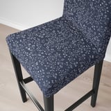 BERGMUND Bar stool with backrest, black/Ryrane dark blue, 75 cm