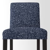 BERGMUND Bar stool with backrest, black/Ryrane dark blue, 75 cm