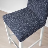 BERGMUND Bar stool with backrest, white/Ryrane dark blue, 75 cm