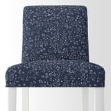 BERGMUND Bar stool with backrest, white/Ryrane dark blue, 75 cm