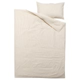 BERGPALM Duvet cover and pillowcase, yellow/white/striped, 150x200/50x80 cm