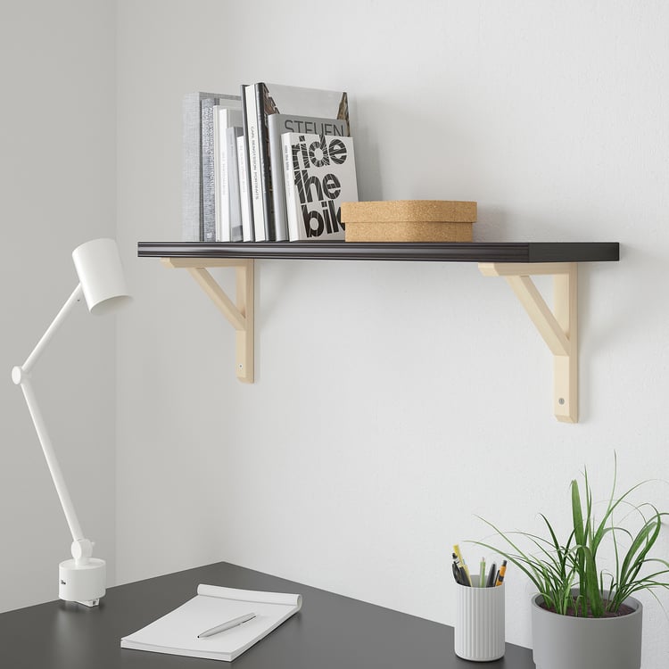 BERGSHULT / SANDSHULT wall shelf, brownblack/aspen, 80x20 cm IKEA