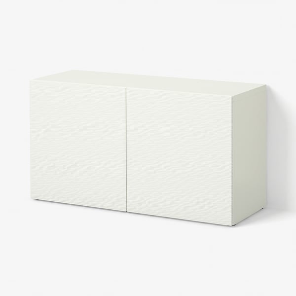 BESTÅ Shelf unit with doors, Laxviken white, 120x42x64 cm