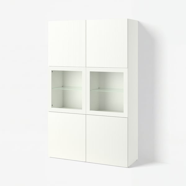 BESTÅ Storage combination w glass doors, white/Förvaltare white, 120x42x193 cm