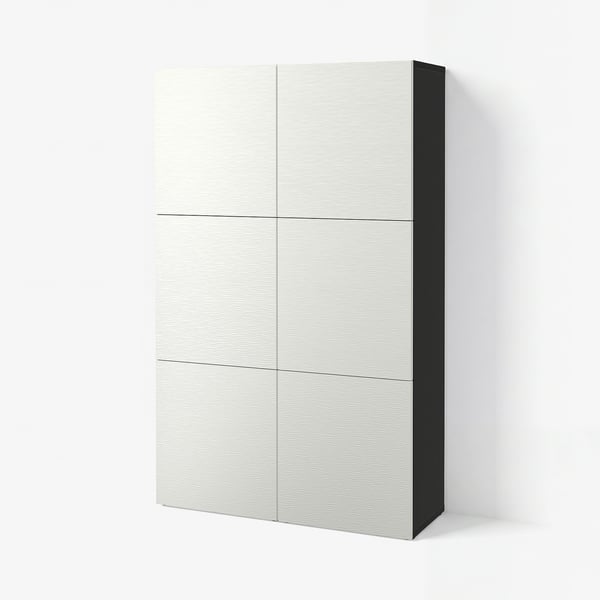 BESTÅ Storage combination with doors, black-brown/Laxviken white, 120x42x193 cm