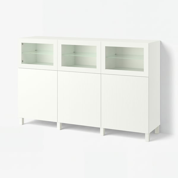 BESTÅ Storage combination with doors, white/Förvaltare white, 180x42x112 cm