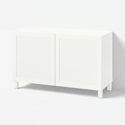 BESTÅ Storage combination with doors, white/Hanviken/Stubbarp white, 120x42x74 cm