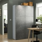 BESTÅ Storage combination with doors, white/Kallviken dark grey concrete effect, 120x42x193 cm