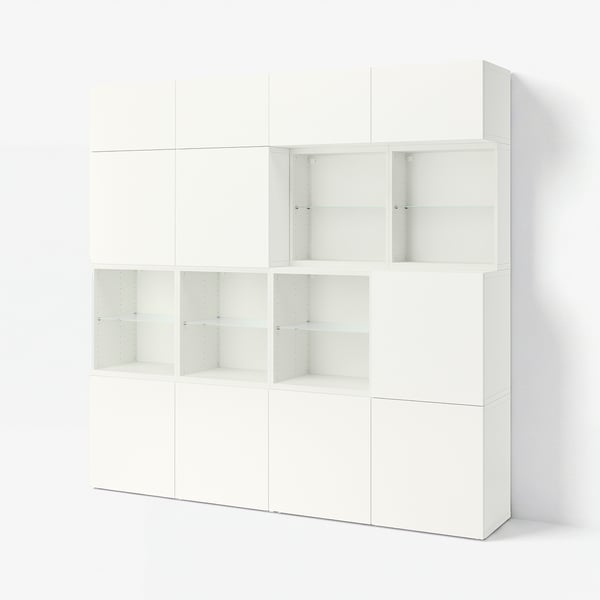 BESTÅ Storage combination with doors, white/Lappviken white, 240x42x231 cm