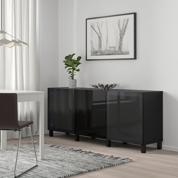BESTÅ Storage combination with drawers - black-brown ...