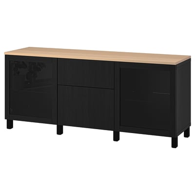BESTÅ Storage combination with drawers, Sindvik black/Lappviken/Stubbarp black-brown, 180x42x76 cm