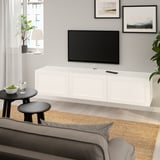 BESTÅ TV bench with doors, white/Hanviken white, 180x42x38 cm