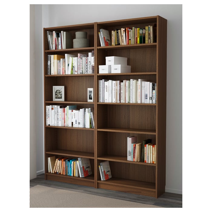 BILLY bookcase, brown ash veneer, 160x28x202 cm IKEA