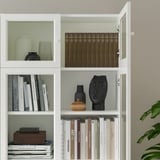 BILLY Bookcase w hght ext ut/pnl/glss drs, white, 80x30x237 cm