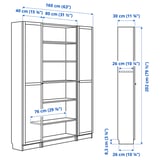 BILLY / OXBERG Bookcase combination w glass doors, brown walnut effect, 160x202 cm