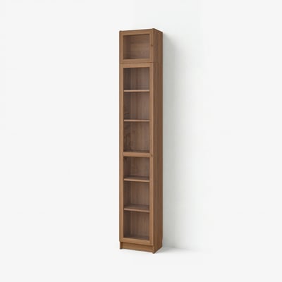 BILLY / OXBERG Bookcase w glass doors/ext unit, brown walnut effect, 40x30x237 cm