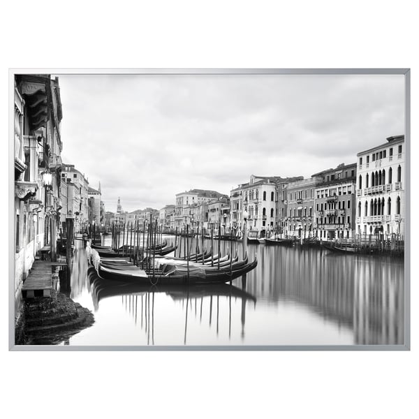 BJÖRKSTA Picture with frame, Canal Grande/aluminium-colour, 200x140 cm