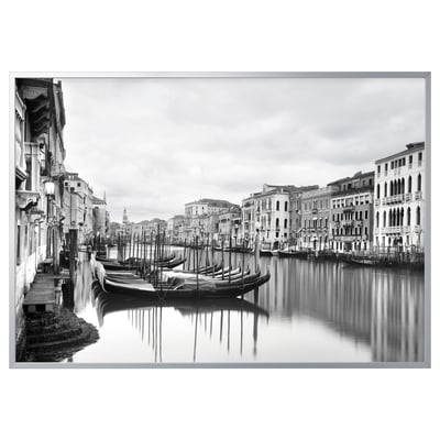 BJÖRKSTA Picture with frame, Canal Grande/aluminium-colour, 200x140 cm