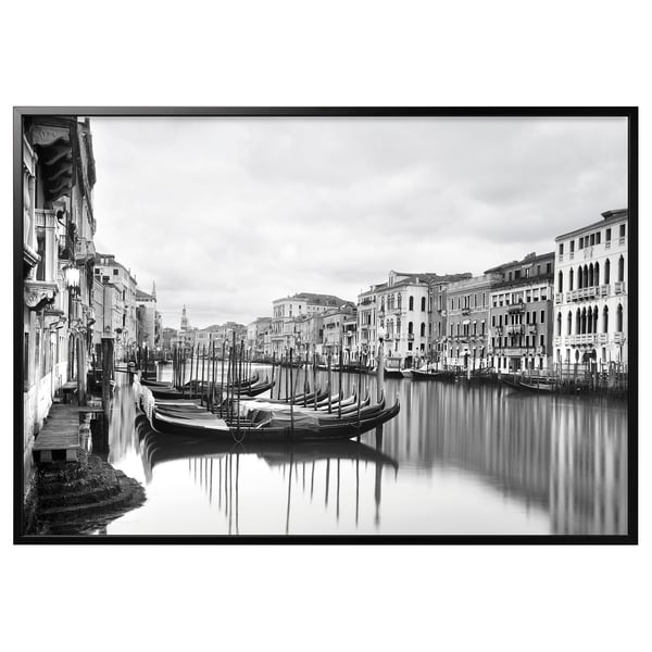 BJÖRKSTA Picture with frame, Canal Grande/black, 200x140 cm