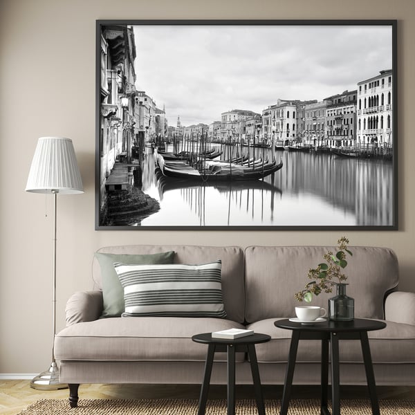BJÖRKSTA Picture with frame, Canal Grande/black, 200x140 cm