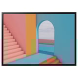 BJÖRKSTA Picture with frame, doorway/black, 140x100 cm