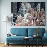 BJÖRKSTA Picture with frame, New York from above/aluminium-colour, 200x140 cm