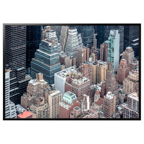 BJÖRKSTA Picture with frame, New York from above/black, 200x140 cm