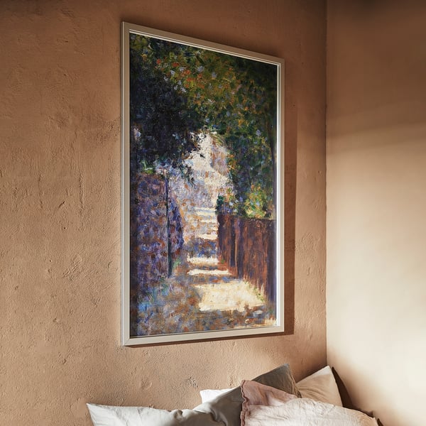 BJÖRKSTA Picture with frame, Rue St. Vincent in spring/aluminium-colour, 78x118 cm