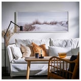 BJÖRKSTA Picture with frame, sand dunes/aluminium-colour, 140x56 cm