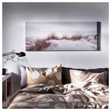 BJÖRKSTA Picture with frame, sand dunes/black, 140x56 cm