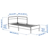 BLÅKULLEN Uph bed frame with corner headboard, Knisa medium blue, 90x200 cm