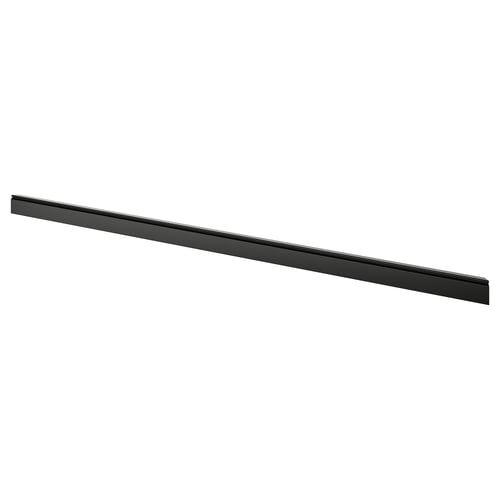 BODBYN black fibreboard kitchen plinth, sleek rectangular design.