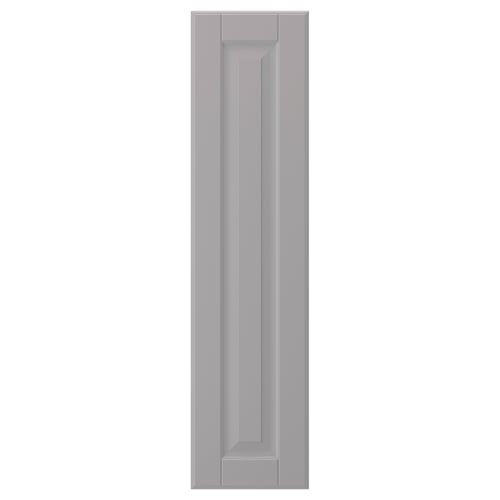 A light grey BODBYN cabinet door with bevelled panels, offering a traditional design in lacquered fiberboard.