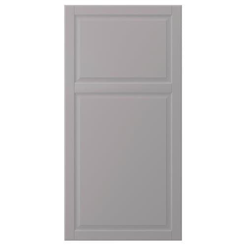 BODBYN grey cabinet door, grey lacquered panels and frame, traditional bevelled design.