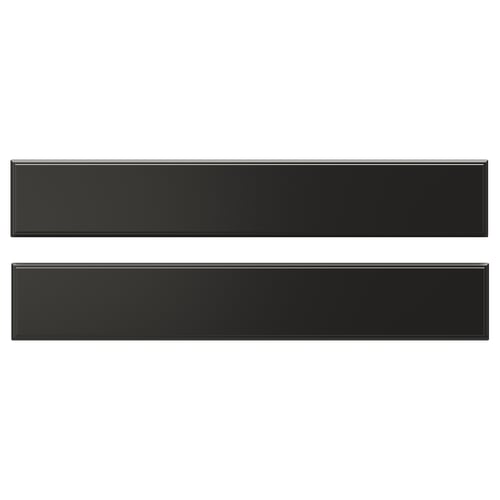 BODBYN black drawer fronts, fiberboard with smooth lacquered finish, rectangular and bevelled panel design.