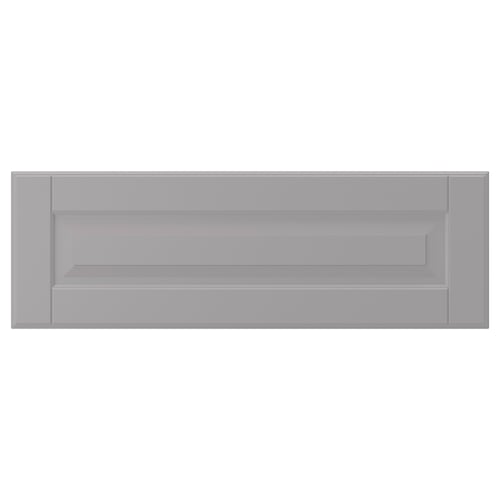 A BODBYN cabinet in soft grey with bevelled panels, made of fiberboard and polyurethane paint.