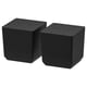 Black BODBYN cube-shaped furniture stand legs, made of solid birch, adjustable feet, modern design.