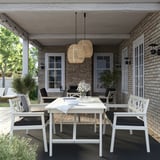 BONDHOLMEN Bench with backrest, outdoor, white/beige/Järpön/Duvholmen anthracite
