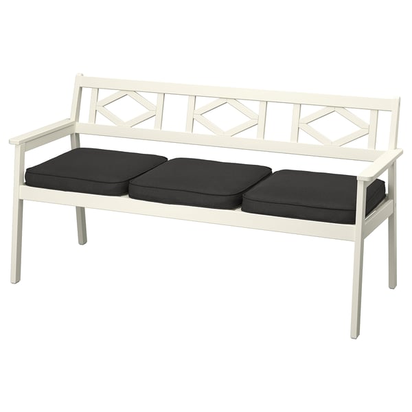 BONDHOLMEN Bench with backrest, outdoor, white/beige/Järpön/Duvholmen anthracite