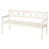 BONDHOLMEN Bench with backrest, outdoor, white/beige