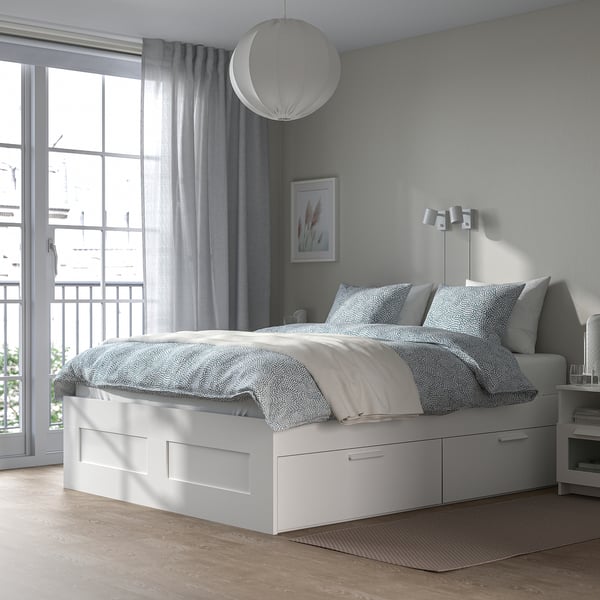 BRIMNES Bed frame with storage, white, 180x200 cm
