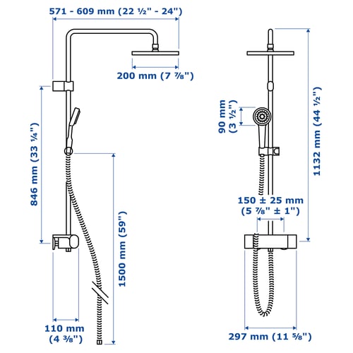 Illustration with measurements for the product: BROGRUND.