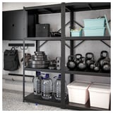 BROR Storage w shelves/cabinet/trolley, black/pine plywood