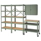 BROR Storage w shelves/cabinet/trolley, grey-green/pine plywood