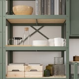 BROR Storage w shelves/cabinet/trolley, grey-green/pine plywood