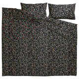 BRUDKRUSBÄR Duvet cover and 2 pillowcases, black multicolour/floral pattern, 240x220/50x80 cm