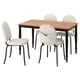 DANDERYD / EBBALYCKE Table and 4 chairs, pine veneer black/Idekulla beige, 130 cm