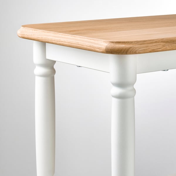 DANDERYD / INGOLF Table with 2 chairs and bench, oak veneer white/white, 130x80 cm