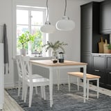 DANDERYD / INGOLF Table with 2 chairs and bench, oak veneer white/white, 130x80 cm